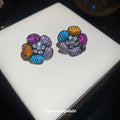 Multicolor Crystal Flower Stud Earrings Fashion Jewelry view 1