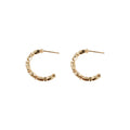 Faceted Segment Bamboo C-Hoop Stud Earrings Silver Gold view 5