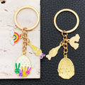 Colorful Rainbow Rabbit Easter Egg Metal Keychain Pair view 3