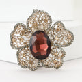 Openwork Five Petal Flower Brooch With Large Oval Crystal view 2