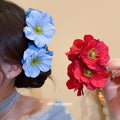 Fabric Flower Duckbill Hair Clips Blue Red Orchid Styles view 2