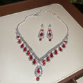 Rhinestone Teardrop Necklace Drop Earring Jewelry Sets view 2