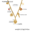Gold Multi Charm OT Necklace Bee Chili Or Sacred Heart view 7