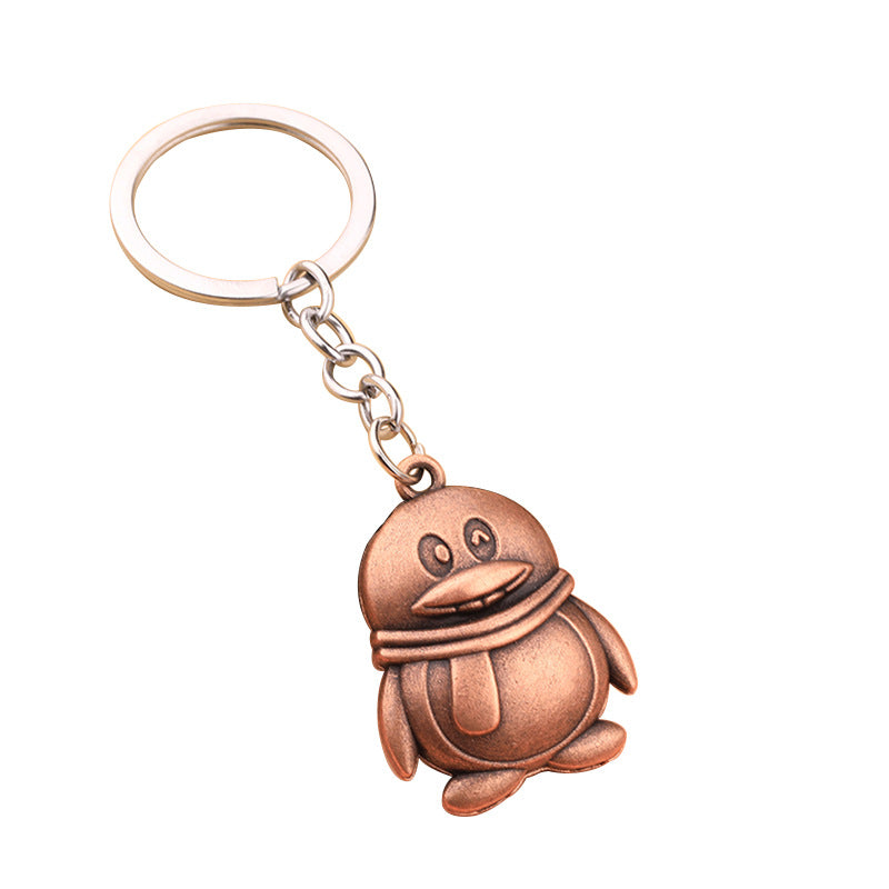 Vintage 3D Penguin Alloy Keychain Backpack Charm Pendant