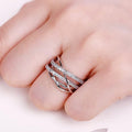 Silver Tone Multi Band Crisscross Clear Stone Ring Sizes 6-10 view 3