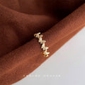 Gold Tone Wheat Branch Clear Stone Adjustable Open Ring view 4