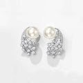Silver Pearl Meteor Shower Cubic Zirconia Climber Earrings view 5