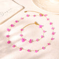 Pink Natural Stone Gold Tone Station Necklace And Bracelet view 4