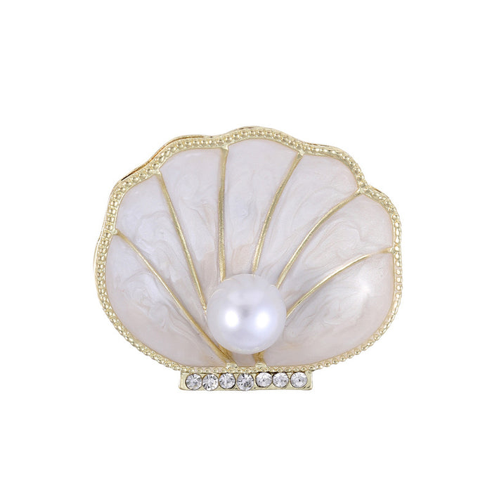 Gold Tone Silver Tone Shell Enamel Pearl Look Two Designs Metal Brooch Pin