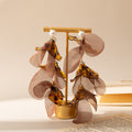 Tortoiseshell Look Fabric Petal and Pearl Look Long Stud Earrings view 4