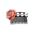 Fabric Rose Pearl Black Comb Hair Pins Three Colors view 5