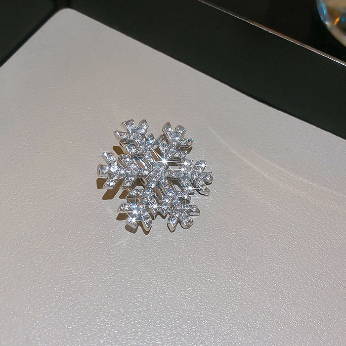 Silver Tone Clear Crystal Snowflake Decorative Hair Clip