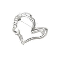 Asymmetric Double Heart Brooch with Crystal Accents in Two Tones view 5
