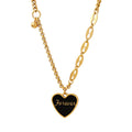 Forever Black Enamel Heart Mixed Chain Necklace Gold Steel view 5