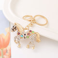 Rhinestone Horse Keychain Gold Tone Metal Charm 2 Styles view 2