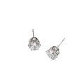 Silver Tone Clear Round Crystal Stud Earrings In Four Sizes view 5