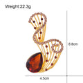 Pink Orange Flower Crystal Metal Brooch Pin for Jackets and Lapels view 2