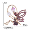Seated Winged Fairy Crystal Brooch With Pearl Accent view 5