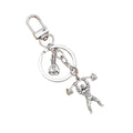 Antique Silver Weightlifter Charm Keychain with Barbell and Money Bag Accents view 5