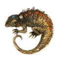Black Gold Tone Lizard Crystal Two Designs Metal Brooch Pin view 1