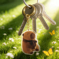 Brown Capybara Flat Acrylic Keychain With Gold Tone Ring view 3