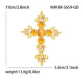 Openwork Cross Brooch With Cat Eye Stones in Two Colors view 4