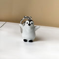 White Resin Baby Penguin Figure Keychain Carabiner view 5
