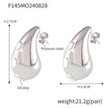 Gold Steel Oil Drip Teardrop Hollow Titanium Steel Earrings view 6