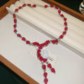 Resin Bud Oval Pearl Center Necklace Drop Earrings view 6