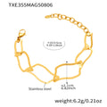 Gold Open Irregular Rhombus Link Necklace Bracelet Earrings Set view 6