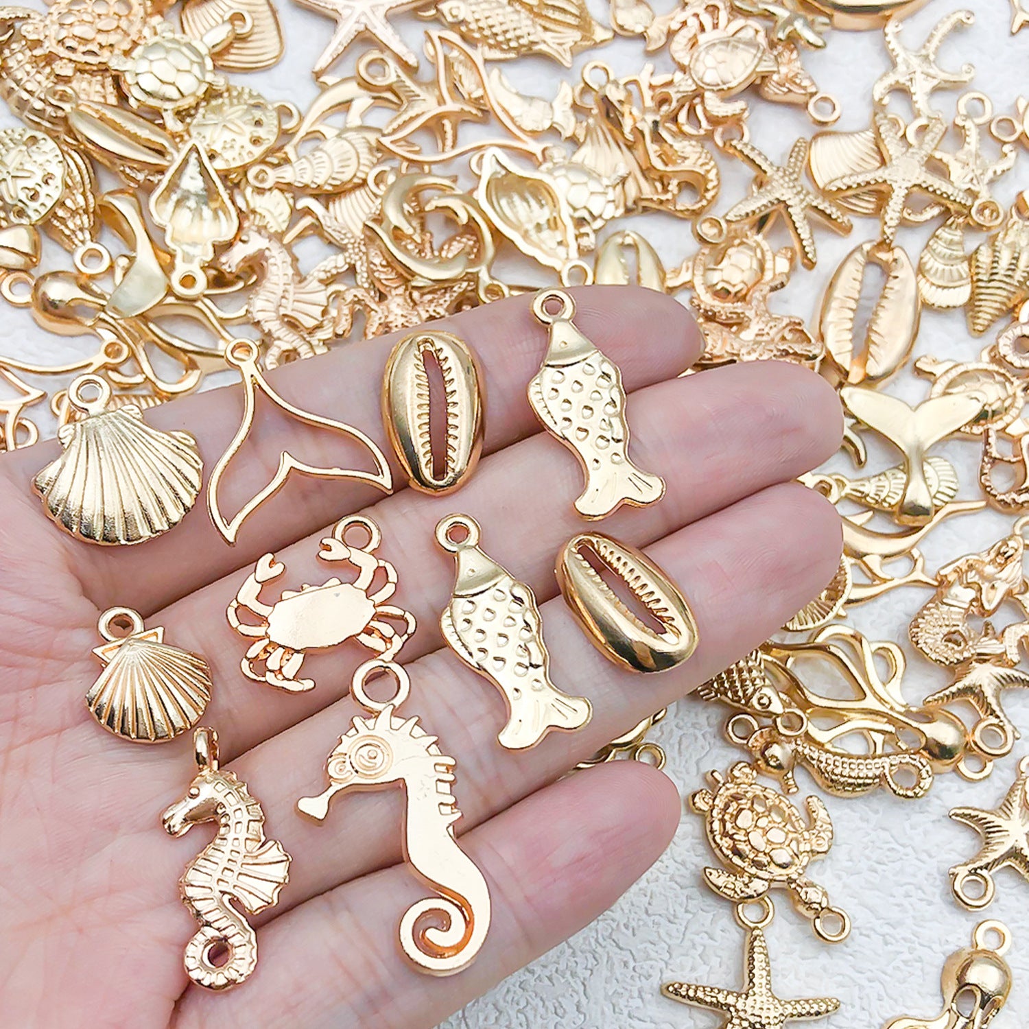 KC Gold Zinc Alloy Shell Starfish Ocean Charm Pendant for Bracelet Necklace DIY
