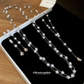 Silver Pearl Drop Earrings Double Strand Y Necklace Styles view 2