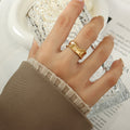 Irregular Molten Texture Open Ring Gold And Steel Tone view 7
