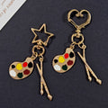 Gold Palette Paintbrush Keychains Star Heart Clasp Styles view 2