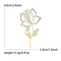 White Cabochon Rose Stem Brooch in 2 Color Styles Metal Pin view 7