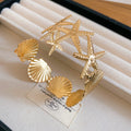 Starfish and Scallop Shell Open Cuff Arm Bands Metal view 7