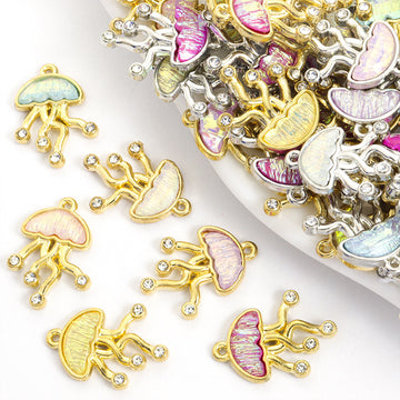 Crystal Jellyfish and Umbrella Charm Collection for Jewelry Making