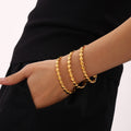Solid Heart Link Clasp Bracelets Gold and Steel Stainless Steel view 2