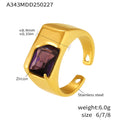 Open Signet Ring Emerald-Cut Green Purple Zircon Gold Steel view 8