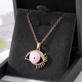 Gold Tone Openwork Lash Enamel Evil Eye Pendant Necklaces view 4
