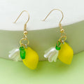 Resin Lemon Charm Bell Flower Dangle Earrings 8 Fruit Color Styles view 3