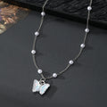 Silver Pearl Station Pendant Necklaces Six Charm Styles view 9