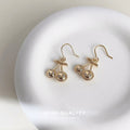 Gold Cherry Crystal Disc Drop Hook Earrings Pair Style view 3
