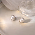 Silver Filigree Pearl Look Two Way Round Stud Earrings view 3