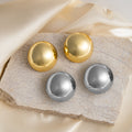 Gold and Silver Rounded Dome Statement Stud Earrings view 2