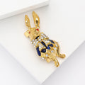 Gold Tone Rabbit Brooch With Blue Enamel and Crystal Bow view 3
