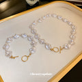 Irregular Baroque Pearl Necklace Bracelet Gold Tone Toggle Clasp view 4