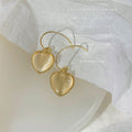 Gold-Tone Beaded Cat's Eye Glass Heart Open Hook Earrings view 6