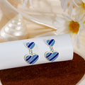 Double Layer Striped Heart Drop Earrings Blue Green Red view 2