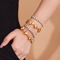 Crystal Leaf and Heart Bracelets in Gold and Silver Tone view 4